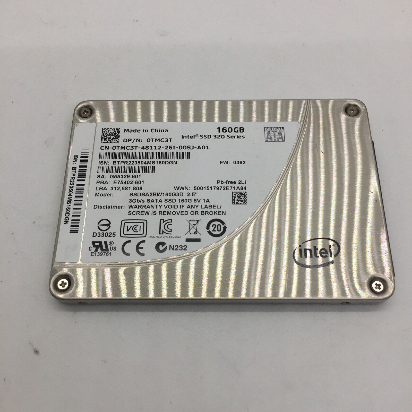 Intel 320 Series 3Gb/s 160GB 2.5