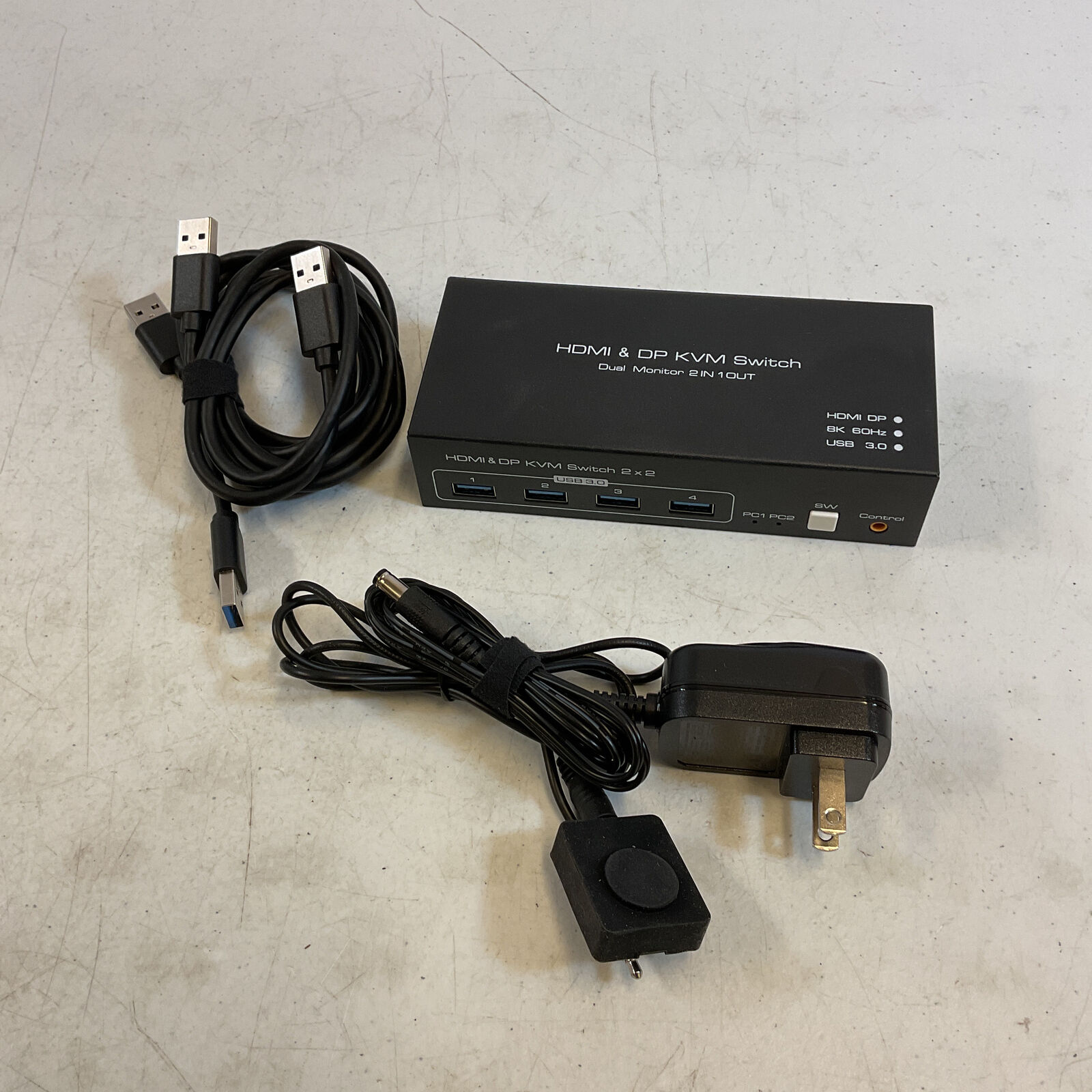 Spswhd Black USB 3.0 8K@60Hz HDMI+Displayport KVM Switch 2 Monitors