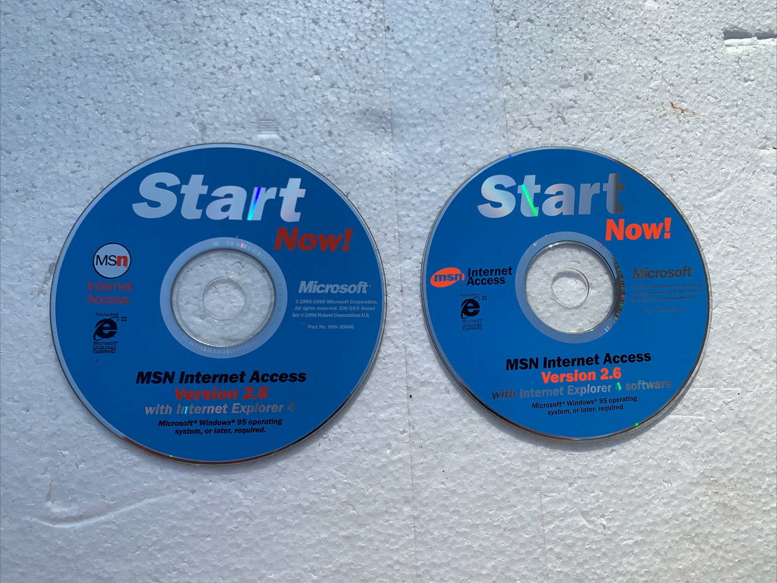 Lot Of 2 Microsoft Start Now MSN Internet Access Version 2.6 Windows 95 PC CD