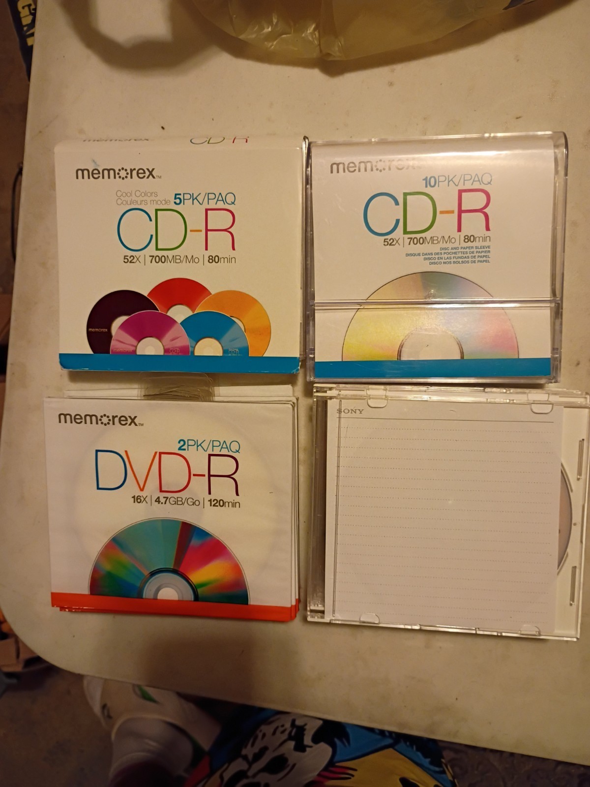Memorex & Sony DVD-R 9 Discs & 6 Packs Blank 4.7GB 120Min NEW 13 CD-R 80min