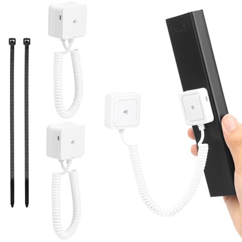 2-Pack Magnetic Remote Control Holders with Spring Ropes - Safely White, 2 Pack