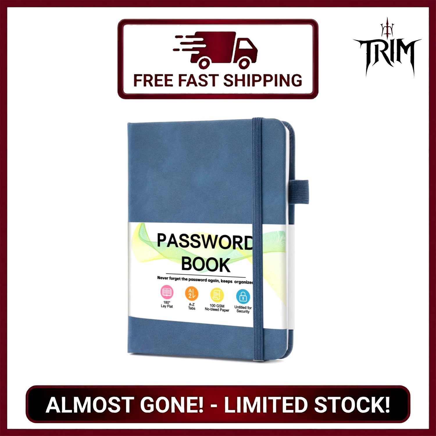 Password Keeper Book with Alphabetical Tabs 4.3x5.7 Dark Blue Password Logboo...