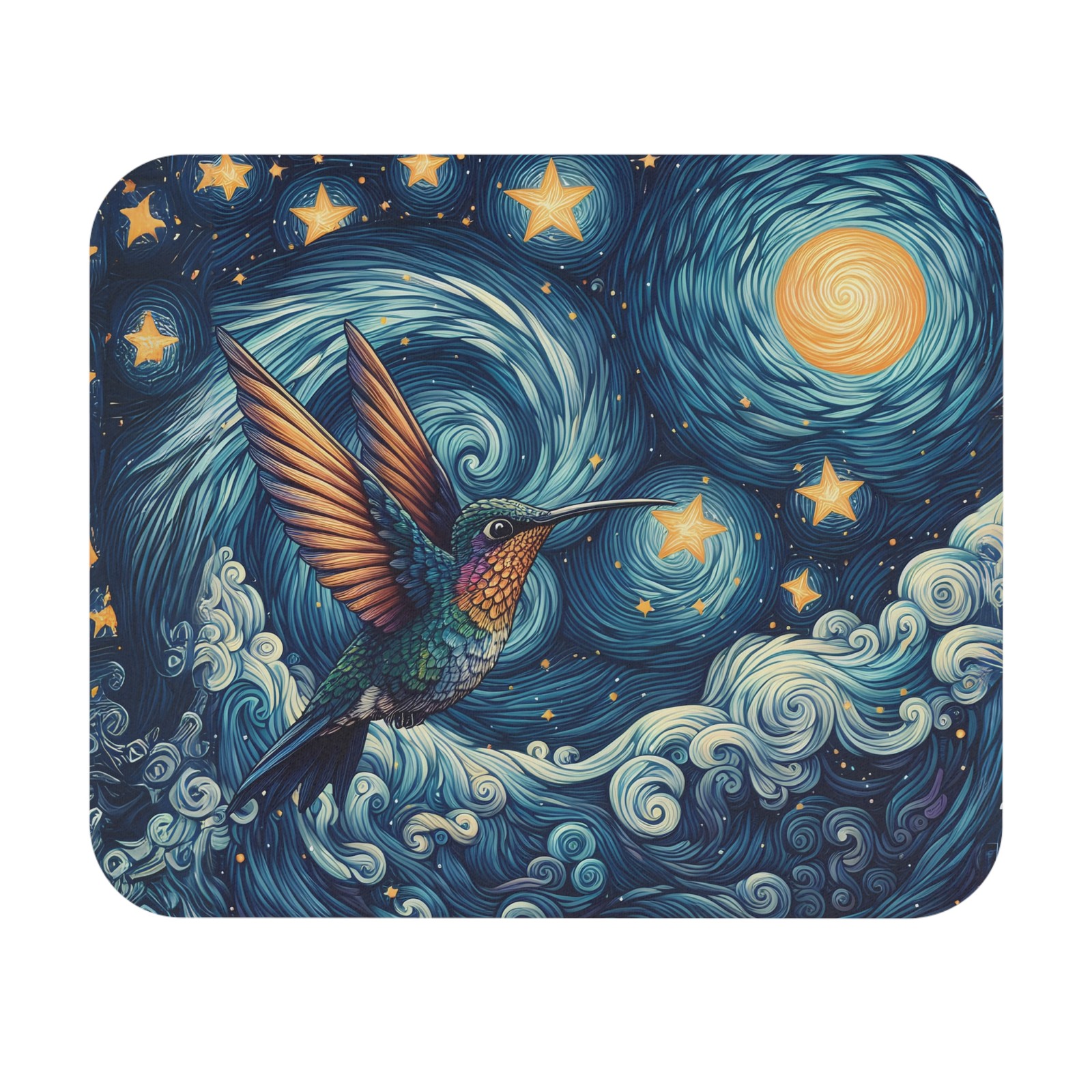 Starry Night Hummingbird Mouse Pad |Nature Lovers | Artistic Gaming Mouse Pad