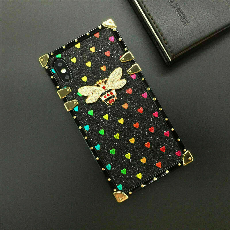 Diamond Love Bee Squarenes Cover Case For S26 S23 S24 S25 FE Z Flip 3 4 5 6 7 5G