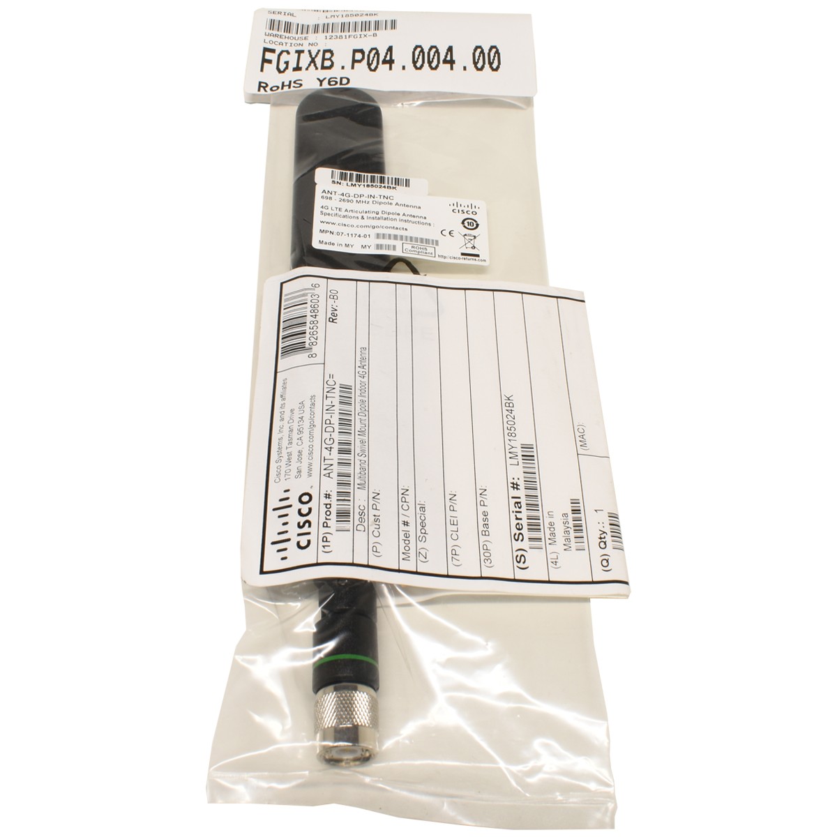 4x Cisco ANT-4G-DP-IN-TNC Multiband Swivel Mount Dipole Indoor 4G Antenna NEW