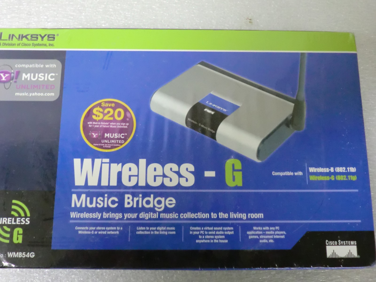 Linksys Wireless G Music Bridge WMB54G  - New/Sealed
