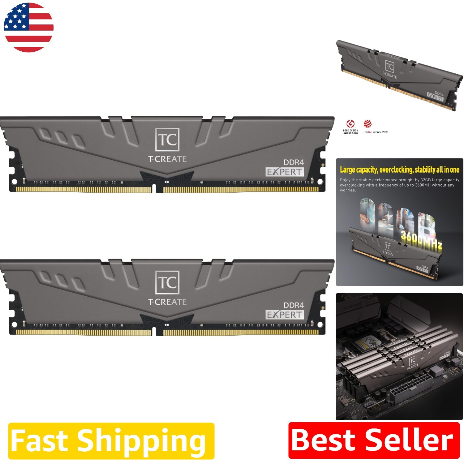 T-Create DDR4 RAM 16GB Kit 3200MHz CL16 Desktop Memory Module