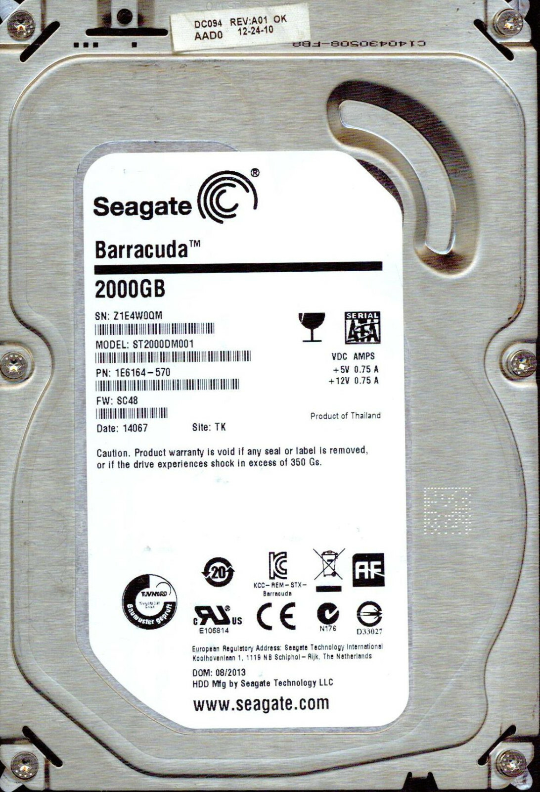 ST2000DM001,  1E6164-570,   SC48,  TK, Z1E4   SEAGATE SATA 2TB 