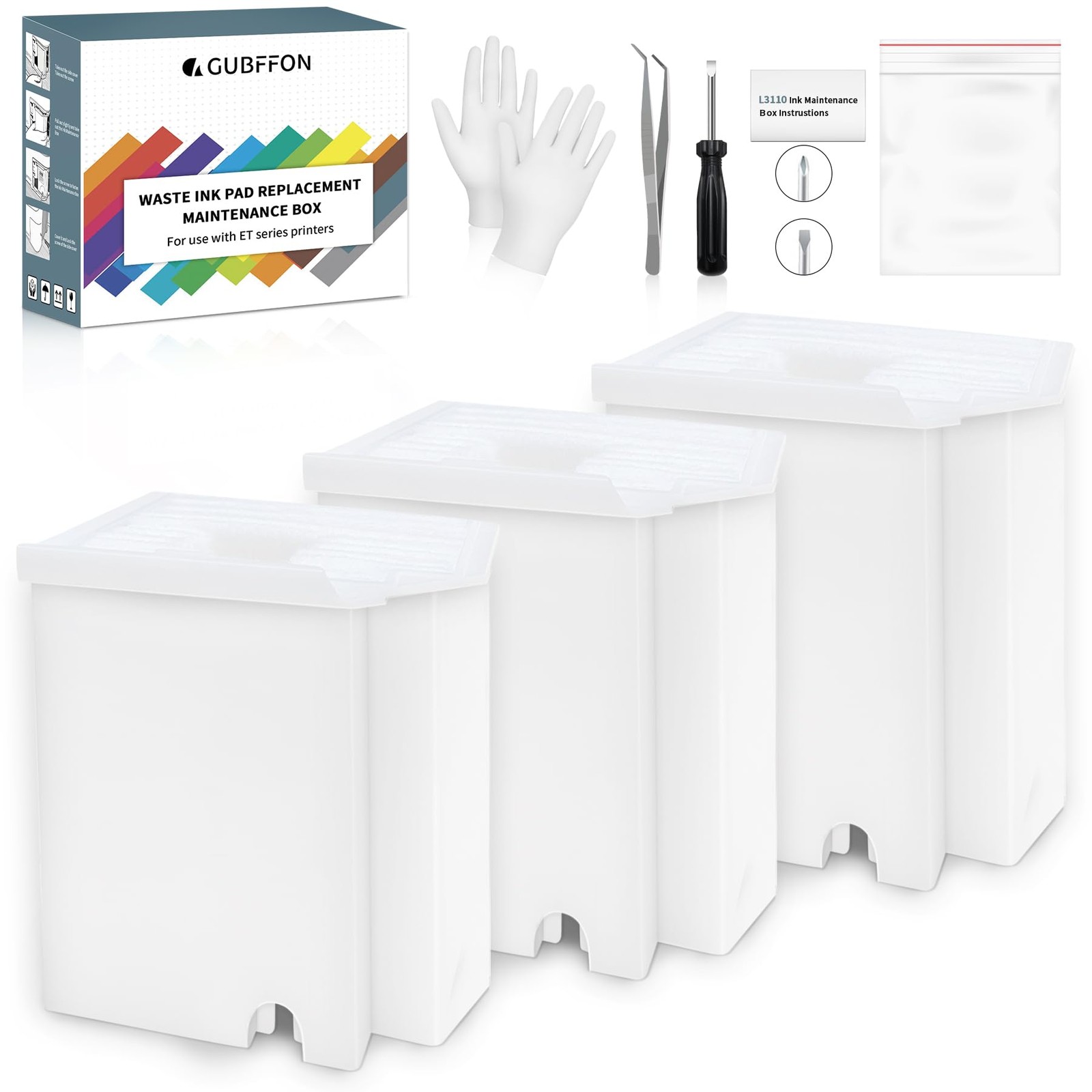 GUBFFON Replacement Waste Ink Pad for Ecotank ET-2800 3 packs Pad, White