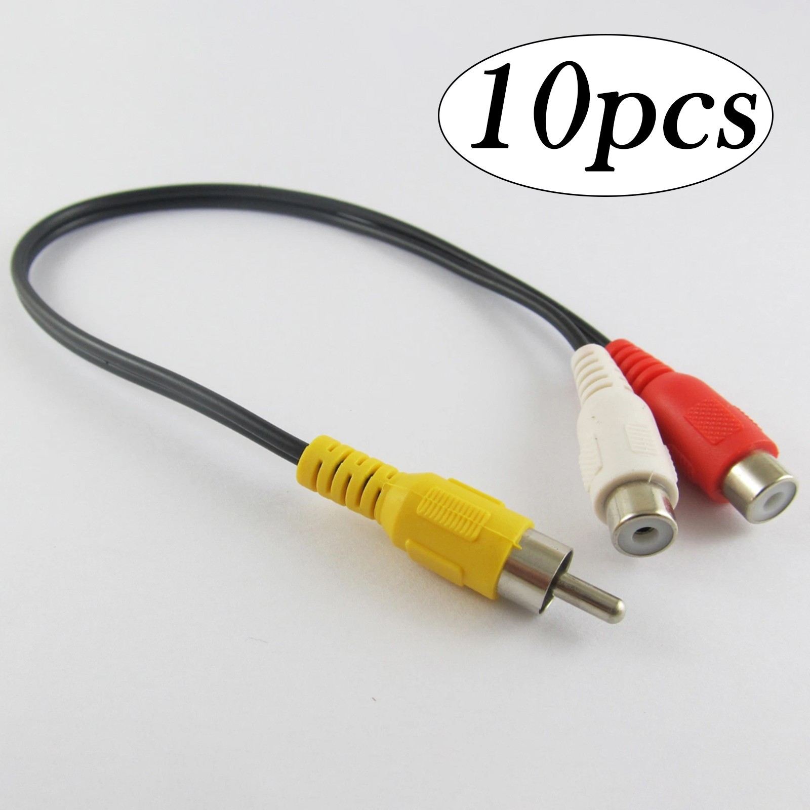 10pcs 28cm 1 RCA Male to 2 RCA Female Y Splitter Audio Video Adapter Cable