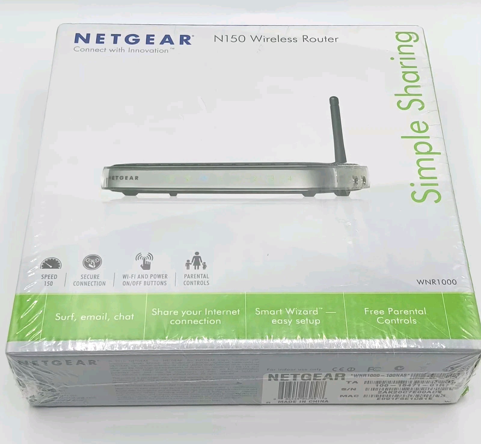 Netgear N150 150 Mbps 4-Port 10/100 Wireless N Router WNR1000 NEW SEALED