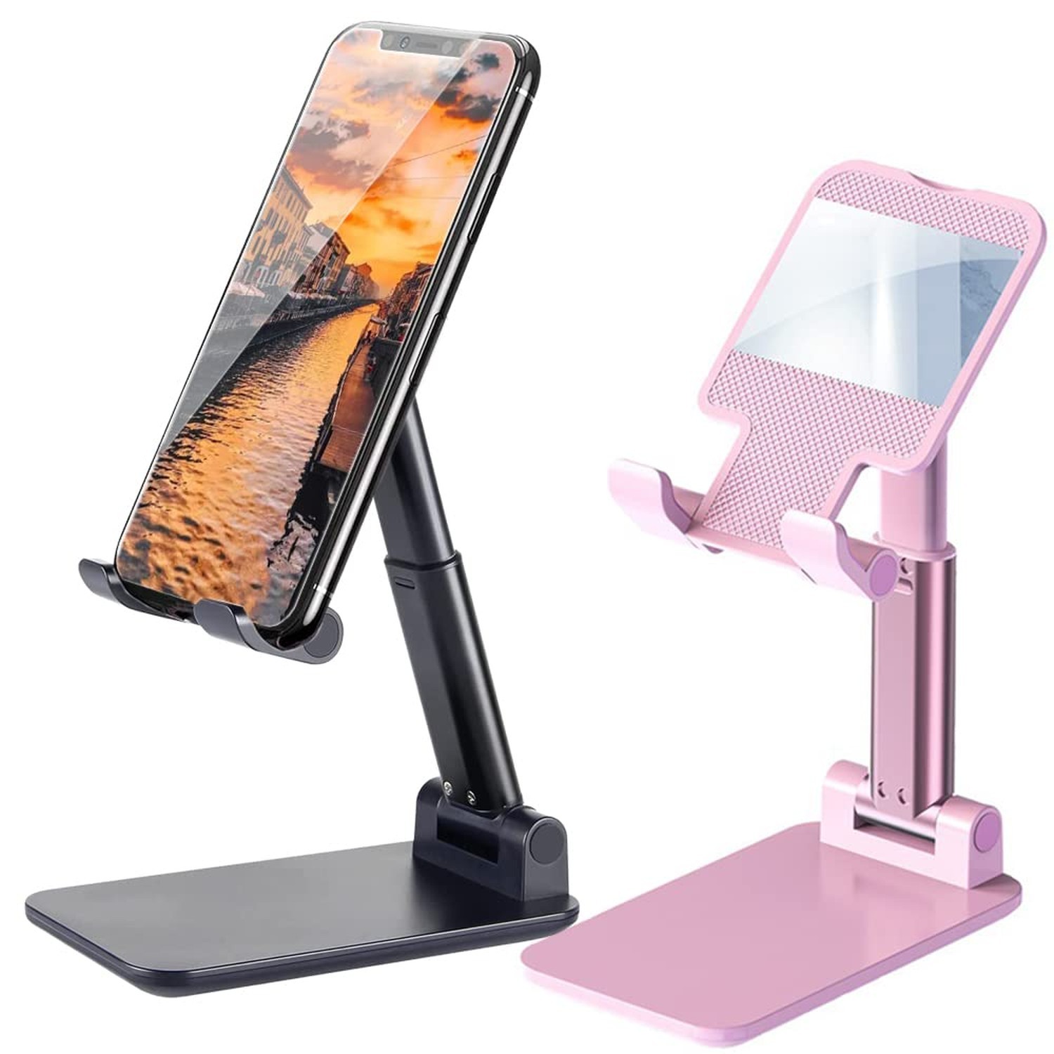 2 Pcs Cell Phone Stand, Adjustable Angle Height Phone Stand for Desk, Foldabl...
