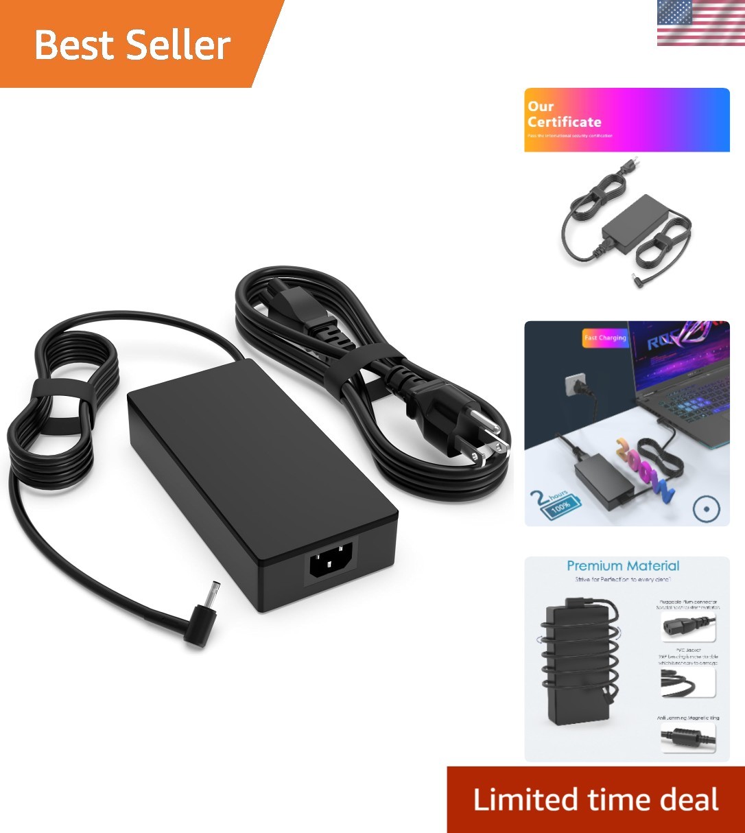 200W AC Adapter Replacement for ASUS TUF A17 A15 TUF Dash F15 FA506 FX506 FX5...