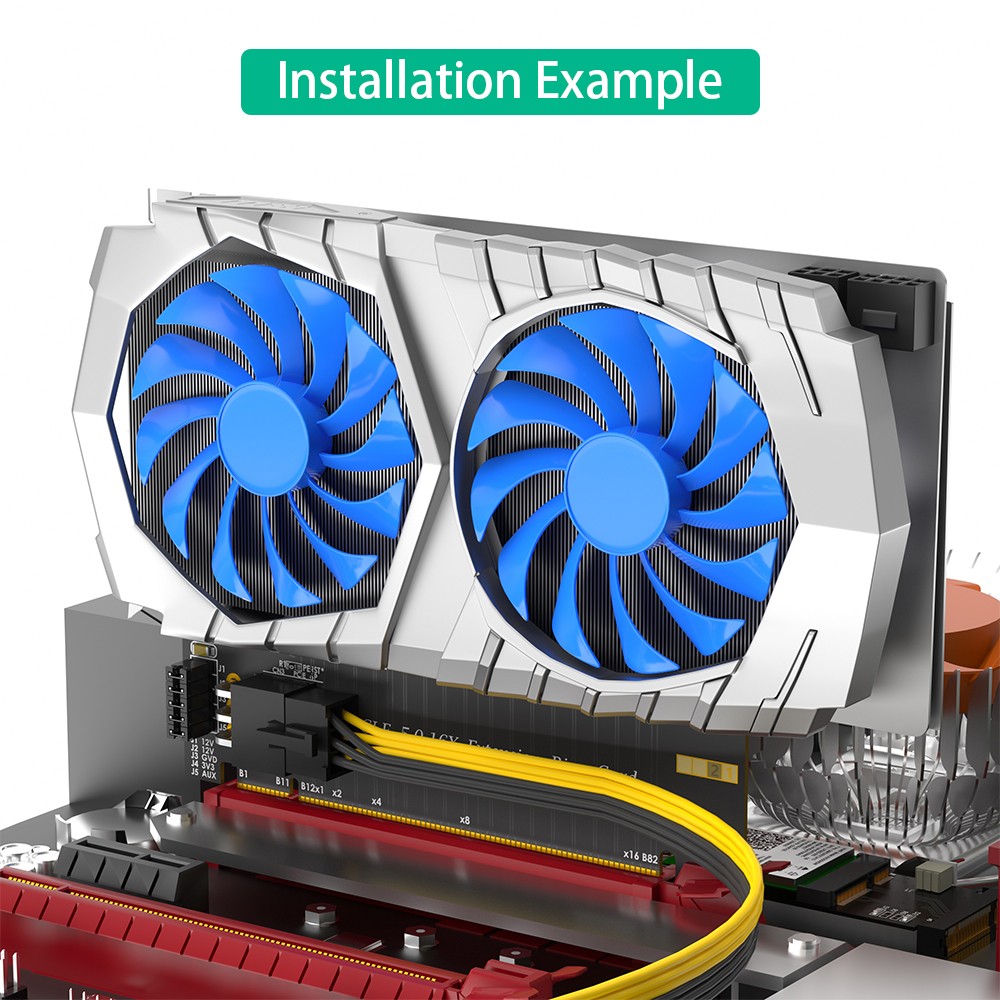 High Speed PCI Express 5.0 X16 to X16 Slot 180° Converter Adapter Riser Card