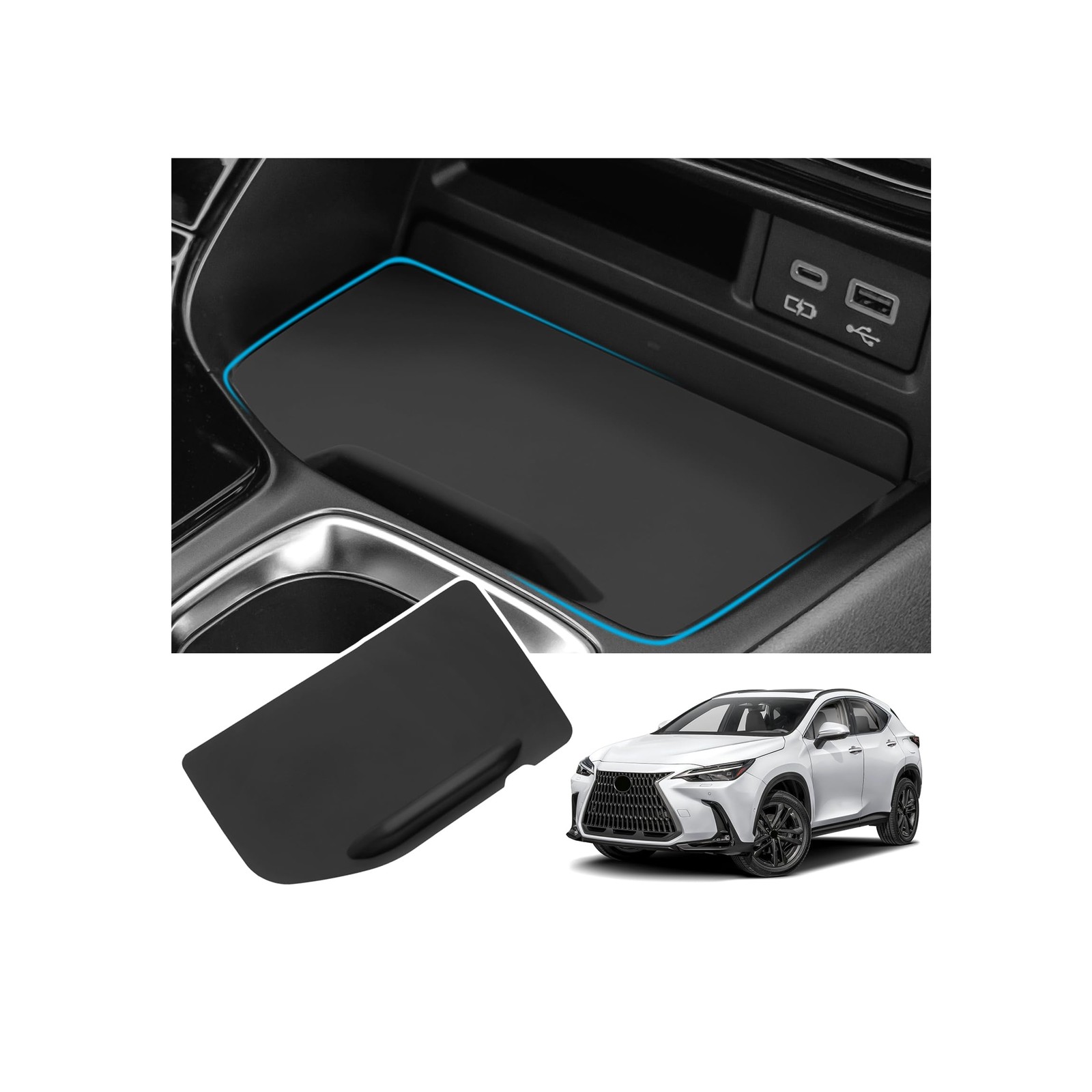 Wireless Charging Anti-Slip Mat Compatible with Lexus 2022-2026 NX NX250/NX35...