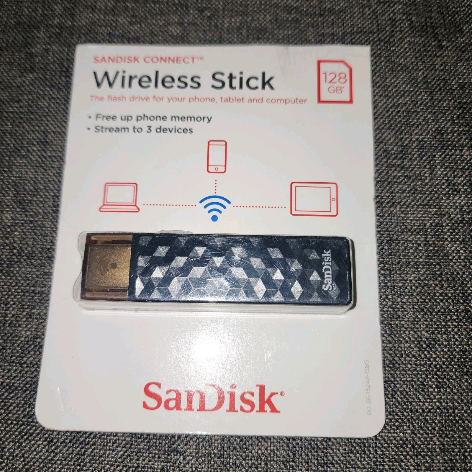 SanDisk CONNECT Wireless Stick 128GB Wifi USB Drive SDWS4-128G Black