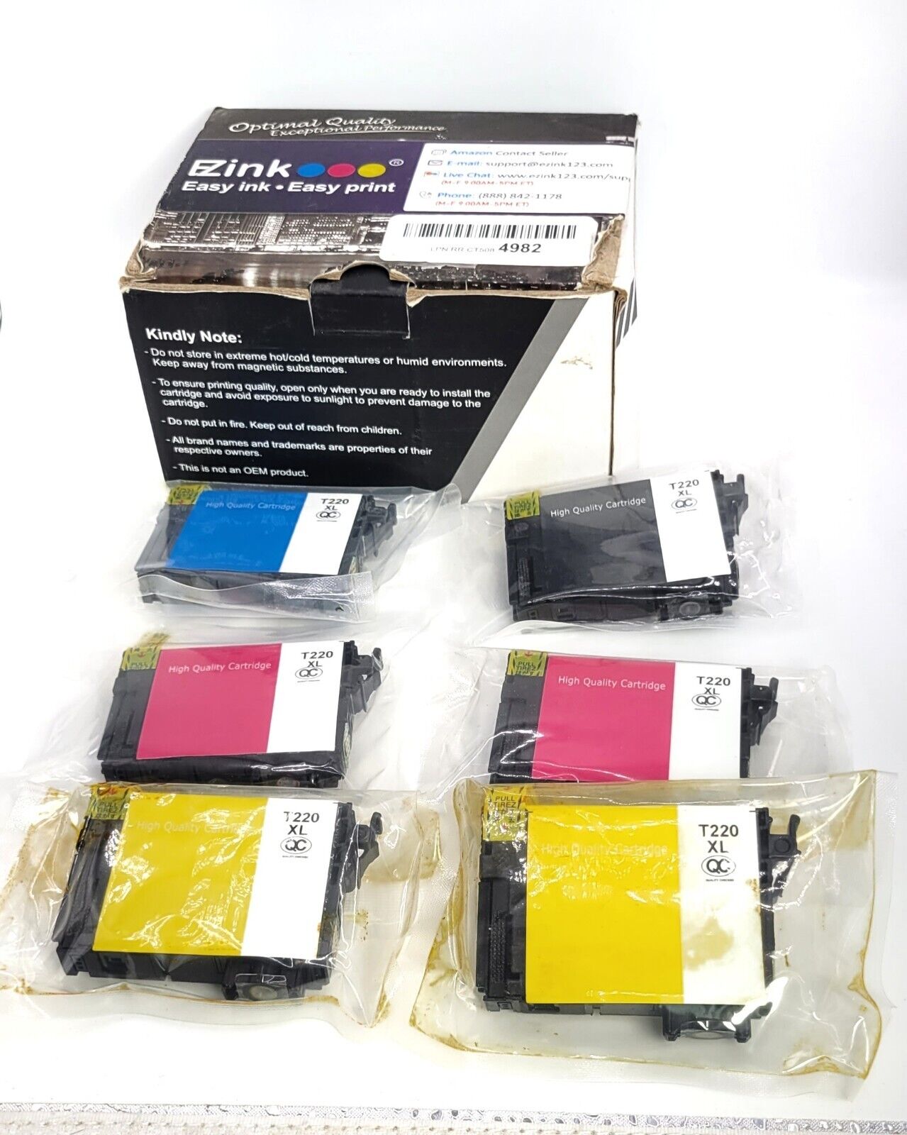 EZink  T220XL Ink Cartridges 6 Pack Black & Color 