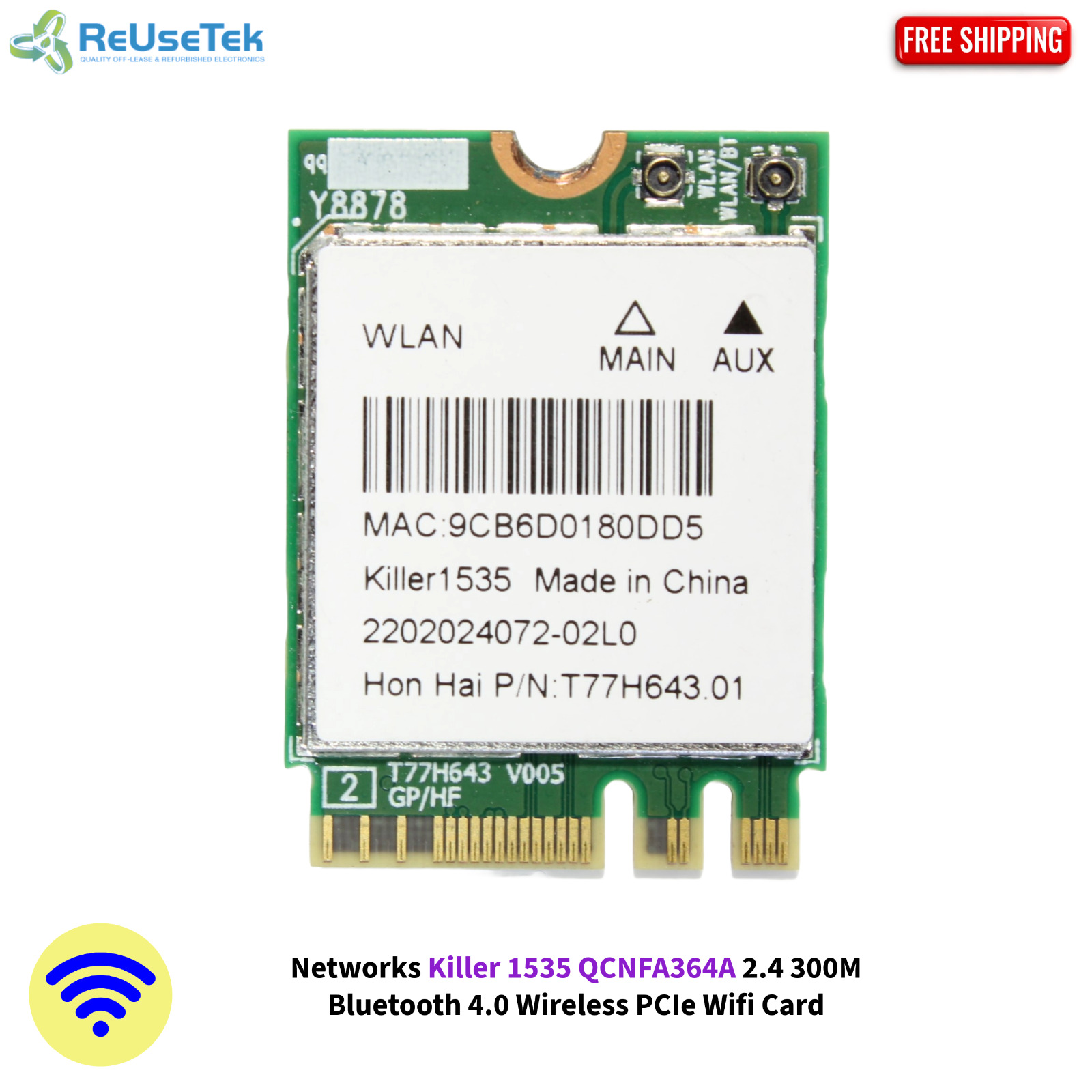 Networks Killer 1535 QCNFA364A 2.4 300M Bluetooth 4.0 Wireless PCIe Wifi Card