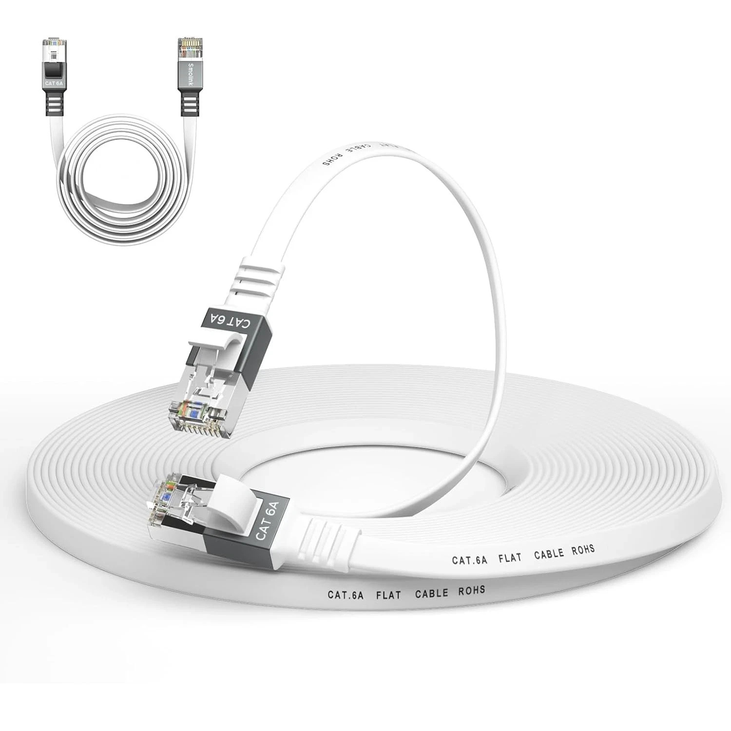 Cat 6a Ethernet Cable 50 Ft,Durable Flat Internet Network LAN 50 +1.5 FT