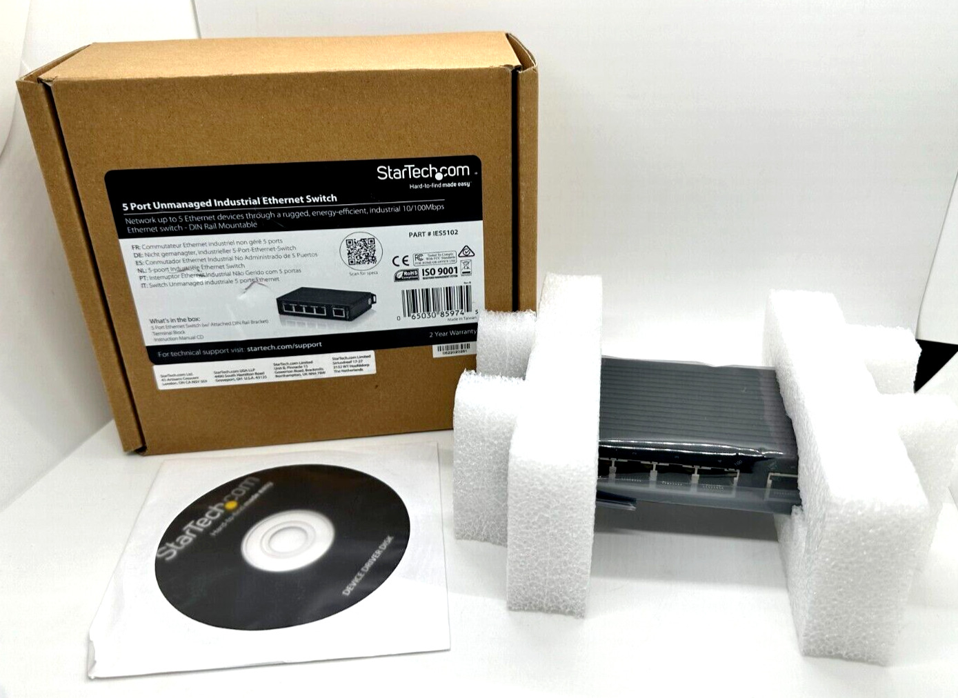 NEW StarTech 5-Port Industrial Ethernet Switch - DIN Rail Mountable IES5102