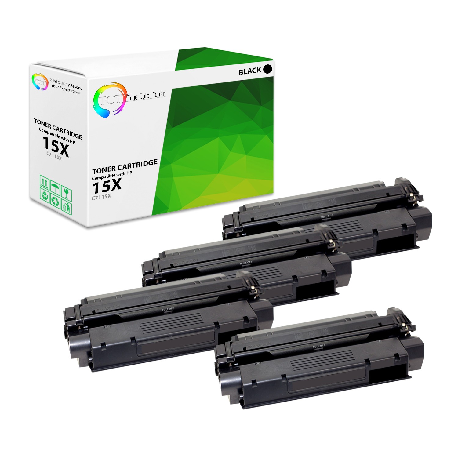 TCT 4 Black C7115X High Yield Toner Cartridges For HP LaserJet 1000 1200 3300