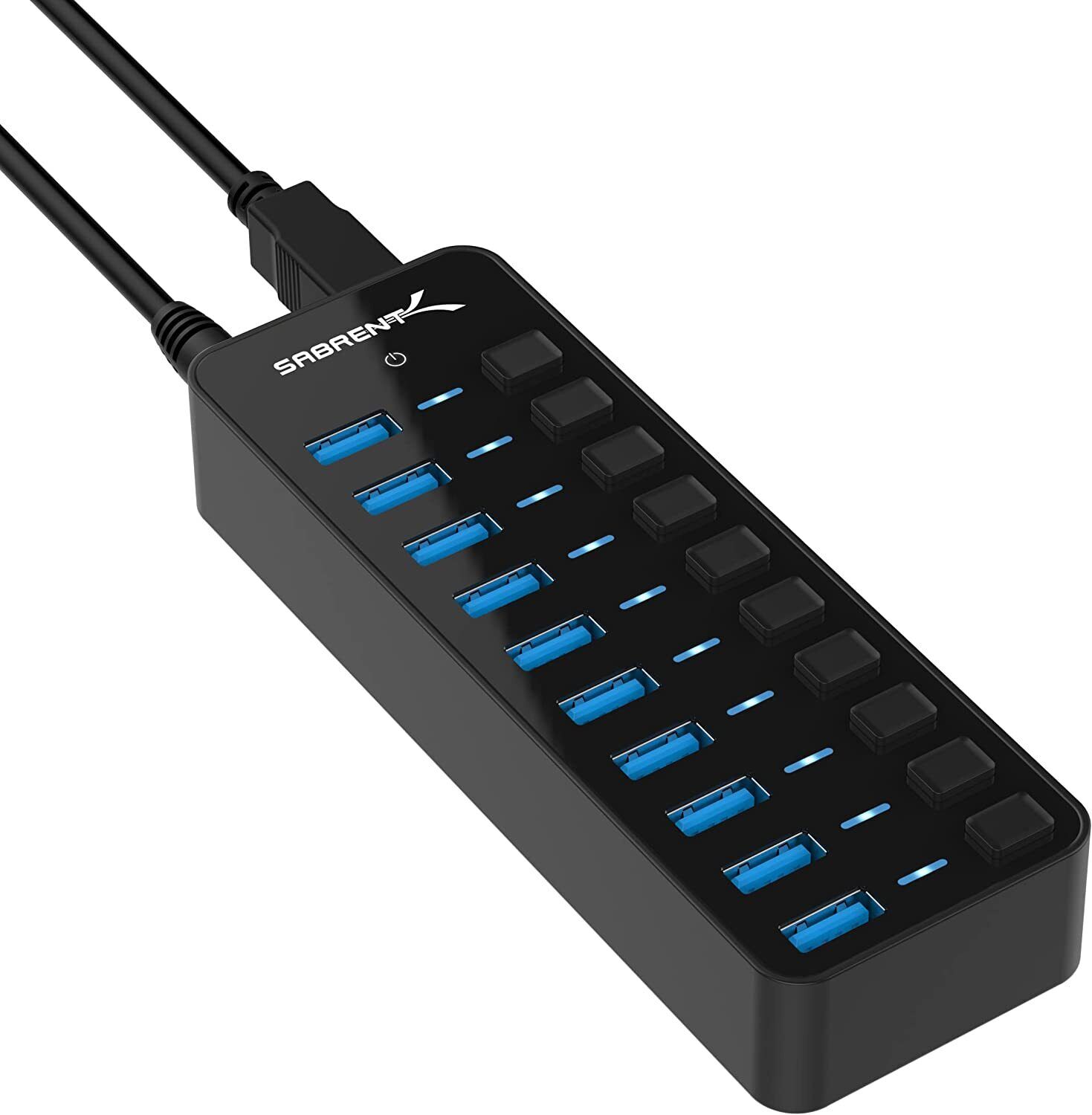 Sabrent 10-Port 60W USB 3.0 Hub with Individual Power Switches and LEDs(HB-BU10)