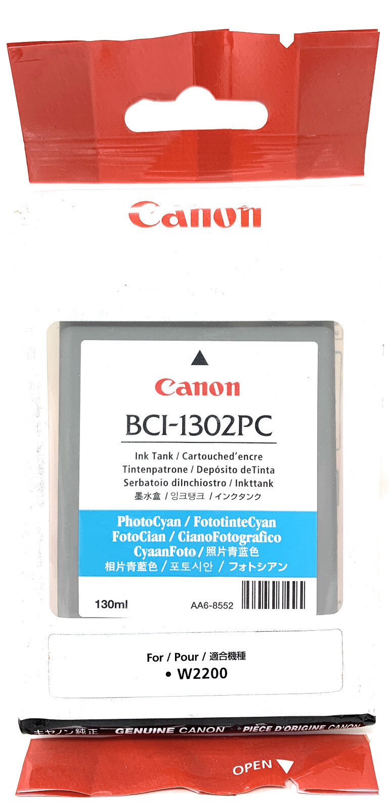 Canon 7721A001 BCI-1302PC Original Cyan Photo Cartridge for W2200 [A Box]