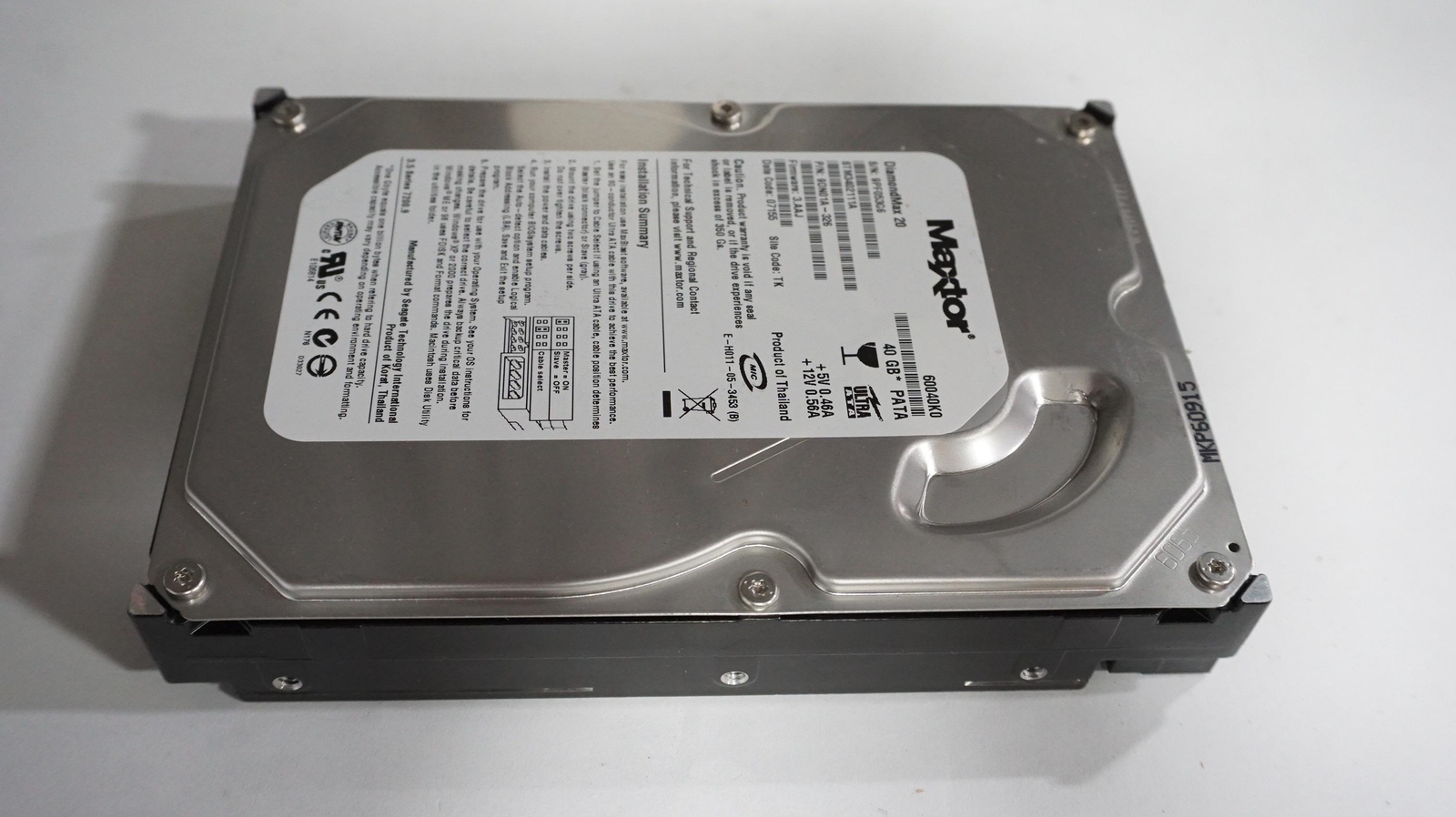 MAXTOR STM3402111A DIAMONDMAX 20 40GB HARD DRIVE 9DN01A-326 F/W 3.AAJ 60040K0