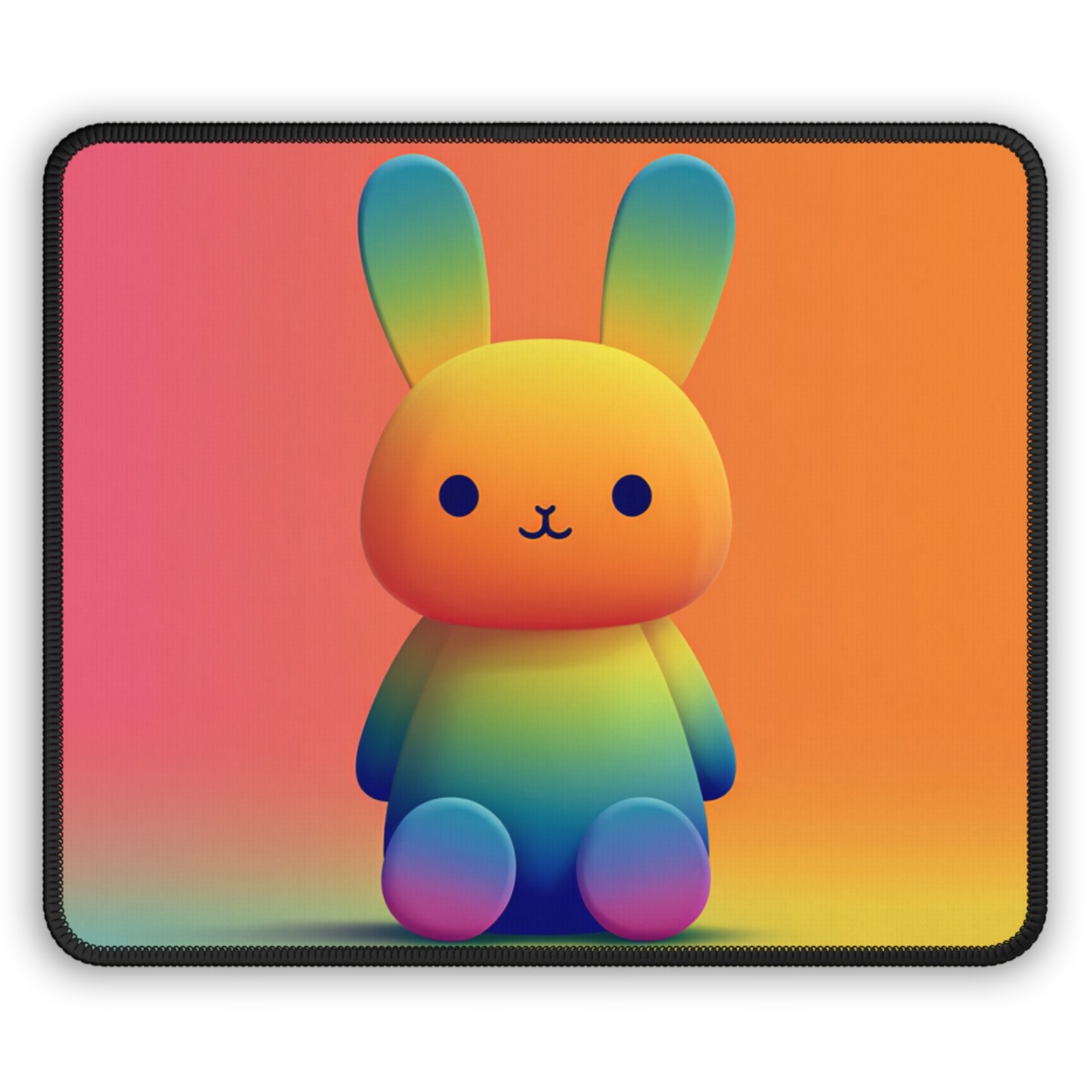 Rainbow Gradient Bunny Gaming Mouse Pad | Cute Colorful Rabbit Desk Mat