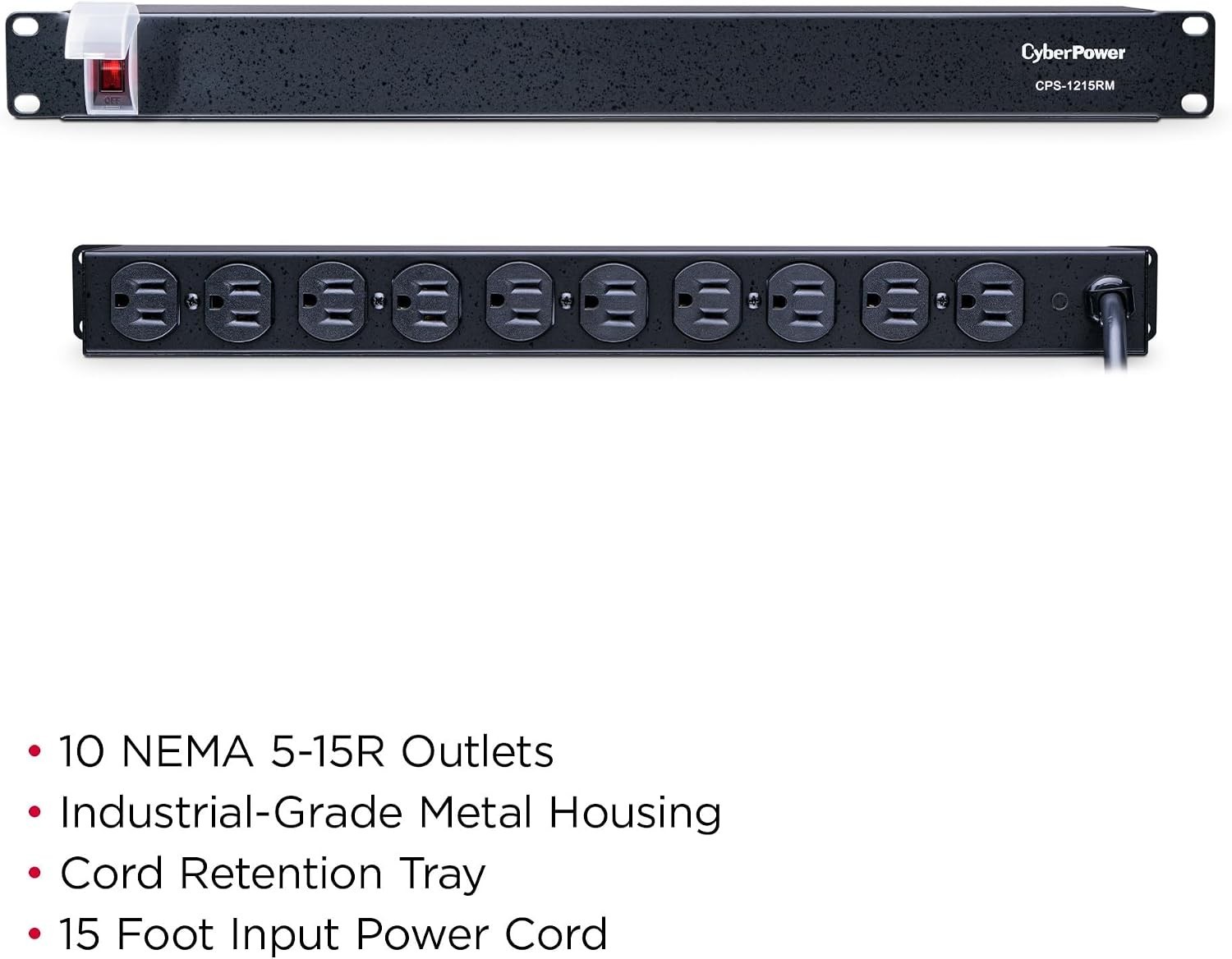 CyberPower CPS-1215RM 1U Rackmount 100-125V/15A, 10 Outlets, 15ft Power Cord