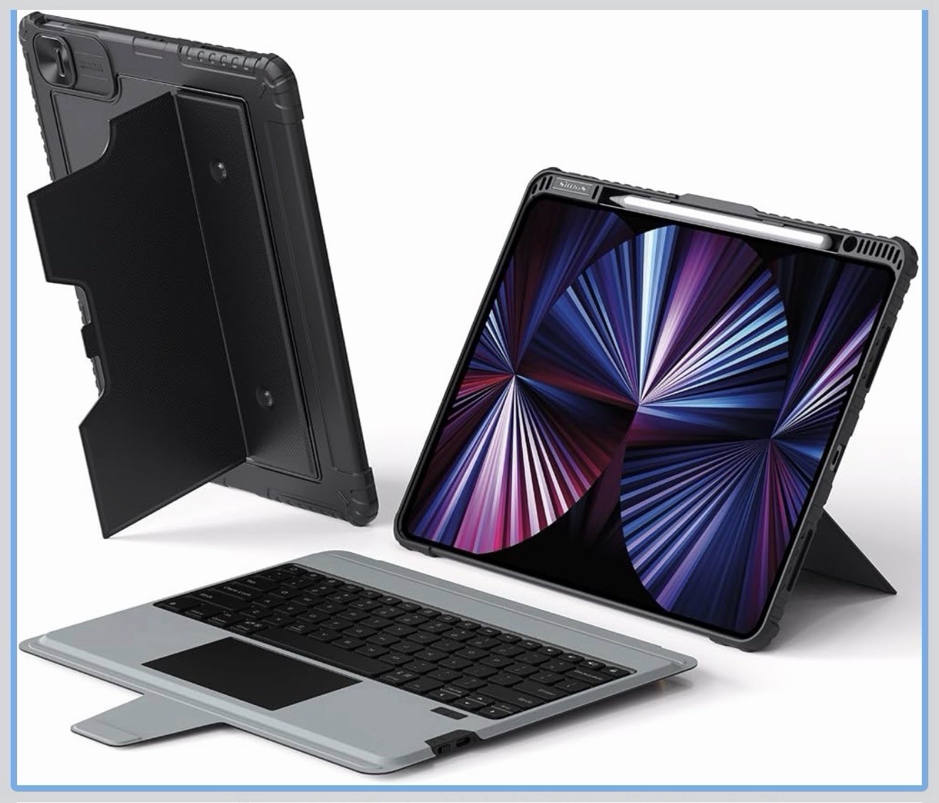 Nillkin Bumper Keyboard Case For IPad Air 13 (2024) & IPad Pro 12.9 (Gray) NEW