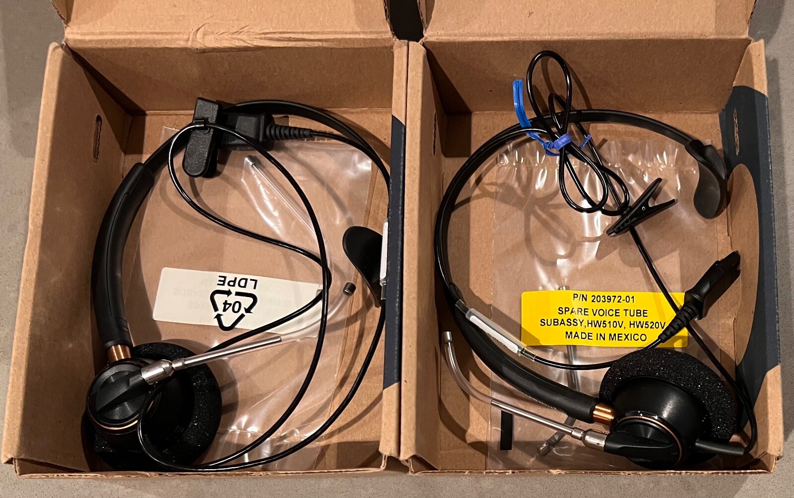 Lot of 2 Poly EncorePro HW510V Monaural Voice Tube Headset