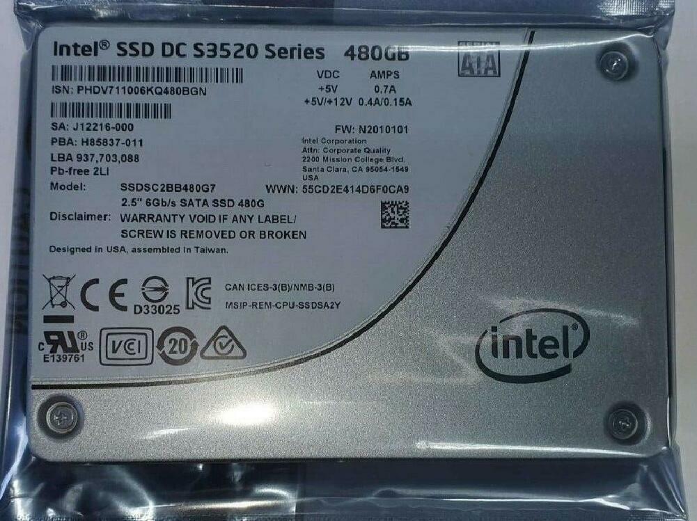 Intel DC S3520 480GB SSD MLC SATA 2.5" SFF 6GB/S SOLID STATE DRIVE SSDSC2BB480G7