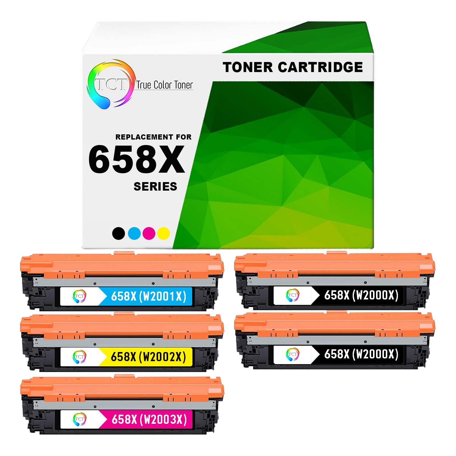5 Pk TCT Premium 658X BCYM HY for Compatible HP LaserJet M751s Toner Cartridge