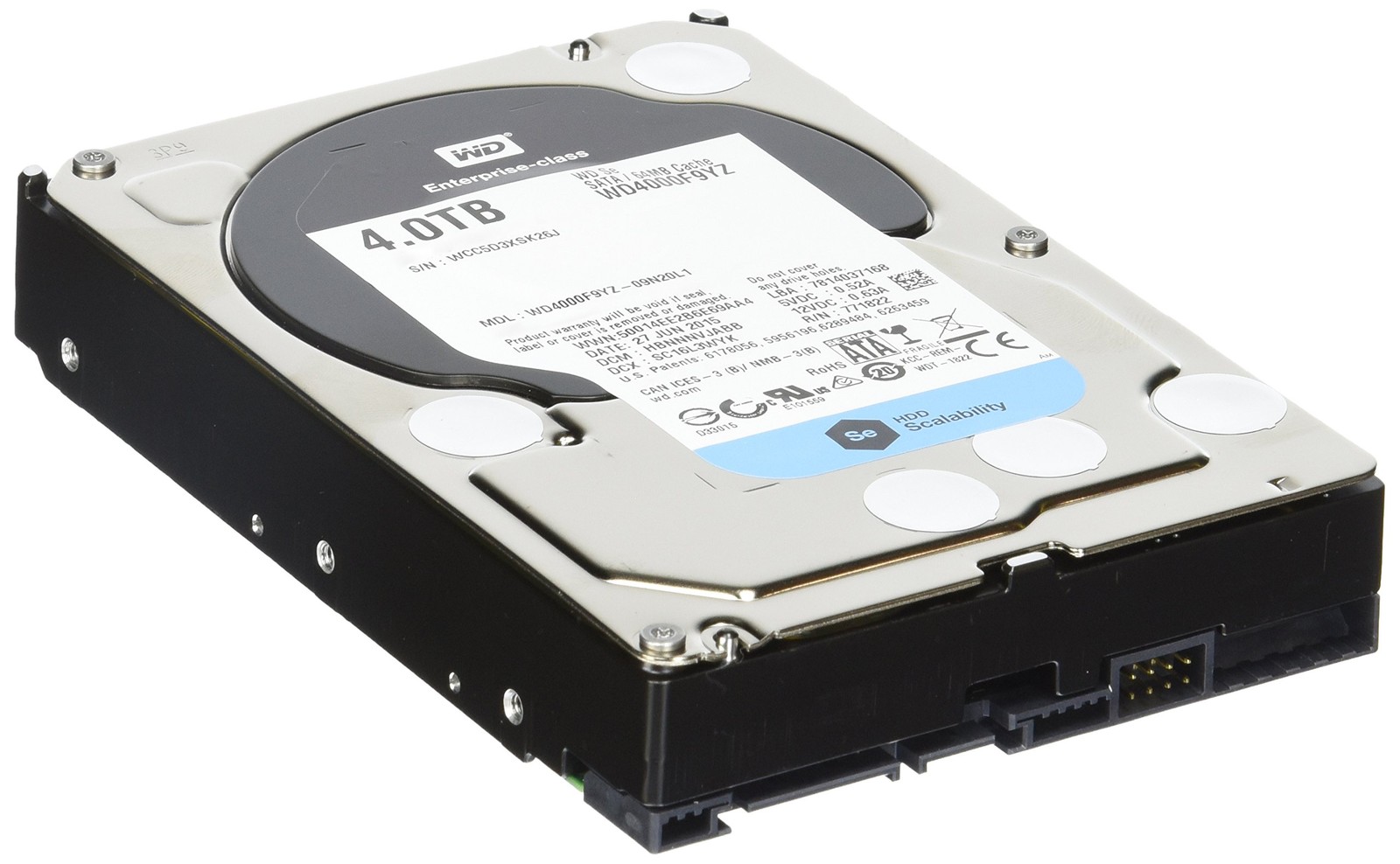 WD SE 4TB Datacenter Hard Disk Drive 7200 RPM SATA 6 Gb/s 64MB Cache 3.5” WD4000