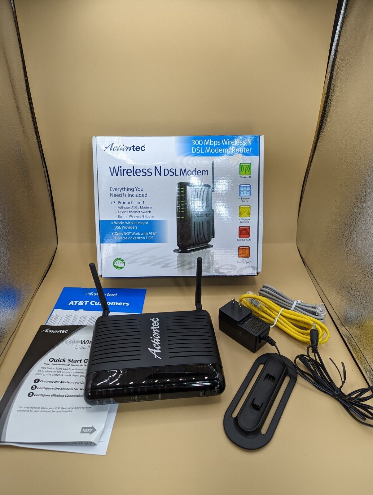 Actiontec GT784WN-01 Wireless N DSL Modem Router 300 Mbps WiFi TESTED