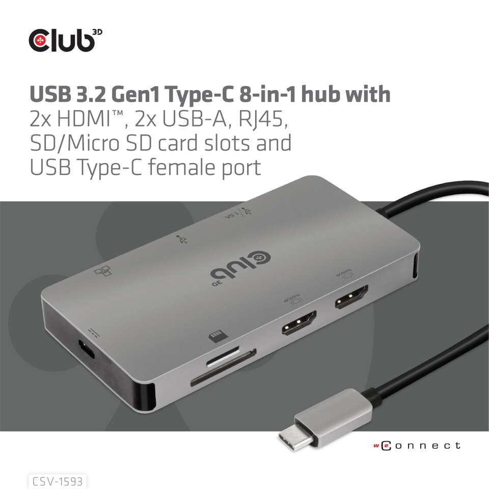 Club 3D  USB 3.2 Gen1 Type-C 8-in-1 hub  CSV-1593