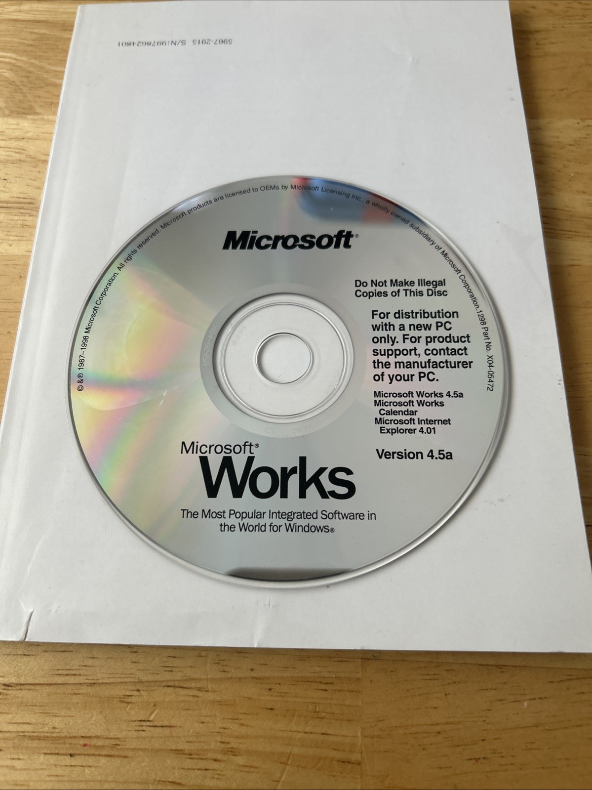Microsoft Works 4.5a  program DISK ONLY