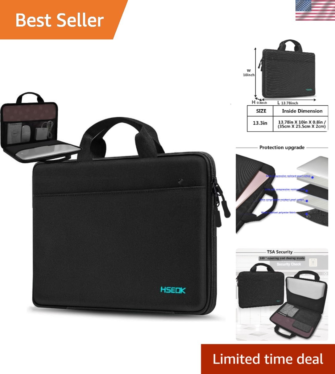 Elegant Water-Resistant Laptop Sleeve 13-14 Inch with Built-in Media Stand