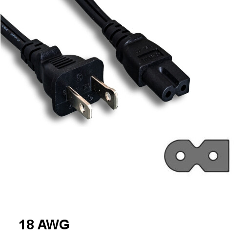 10x 15ft Polarized 2 Pin Power Cord NEMA1-15P to IEC-60320 C7 18AWG 10A/125V