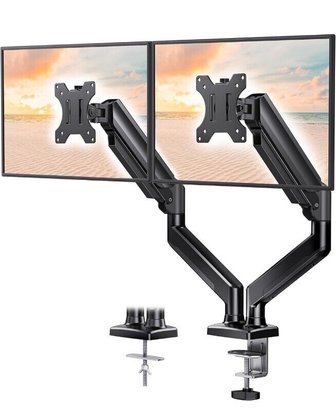 Dual Monitor Mount Fits 13 to 32 Inch Computer Screen, Gas Spring Monitor Arm...