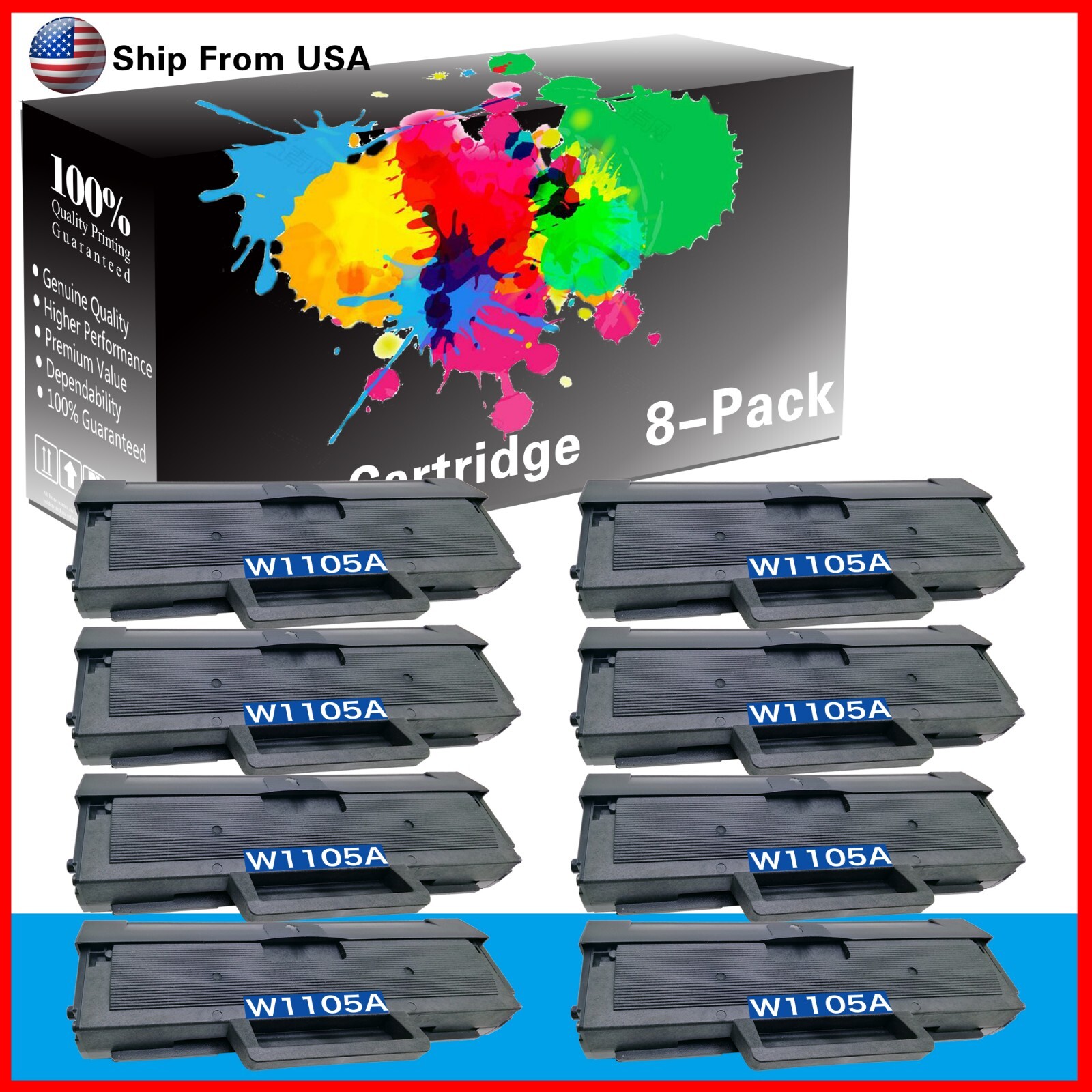 8PK 1105A Toner Cartridge 105A W1105A for MFP 135a 107a 107w Printer