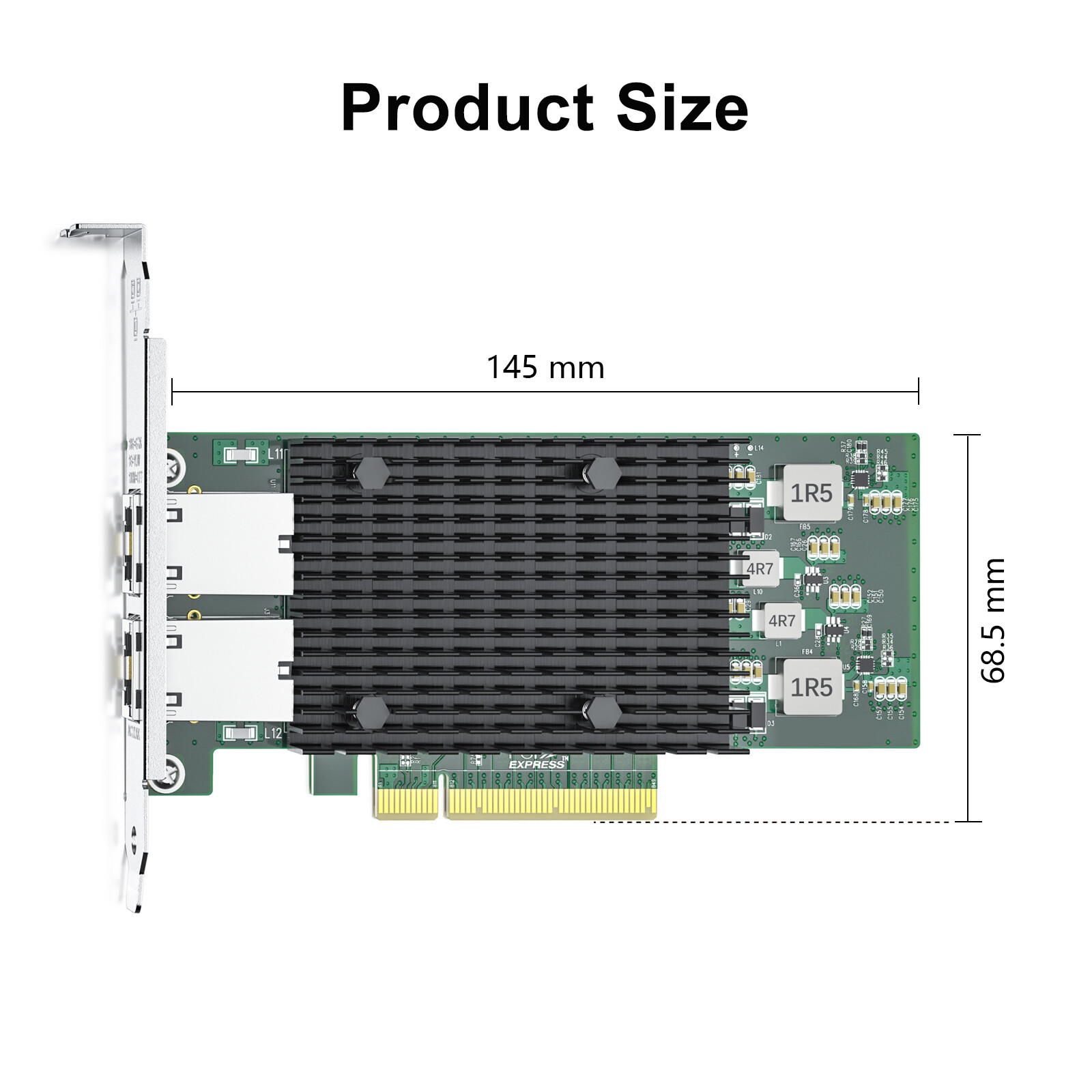 10Gb Network Card, For Intel X540-t2 PCIe X8, 2x RJ45 Intel X540 Chipset