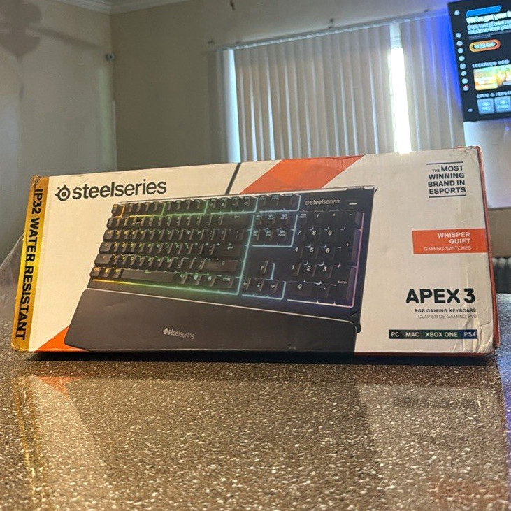 SteelSeries Apex 3 RGB Water Resistant Gaming Keyboard QWERTY EN Black