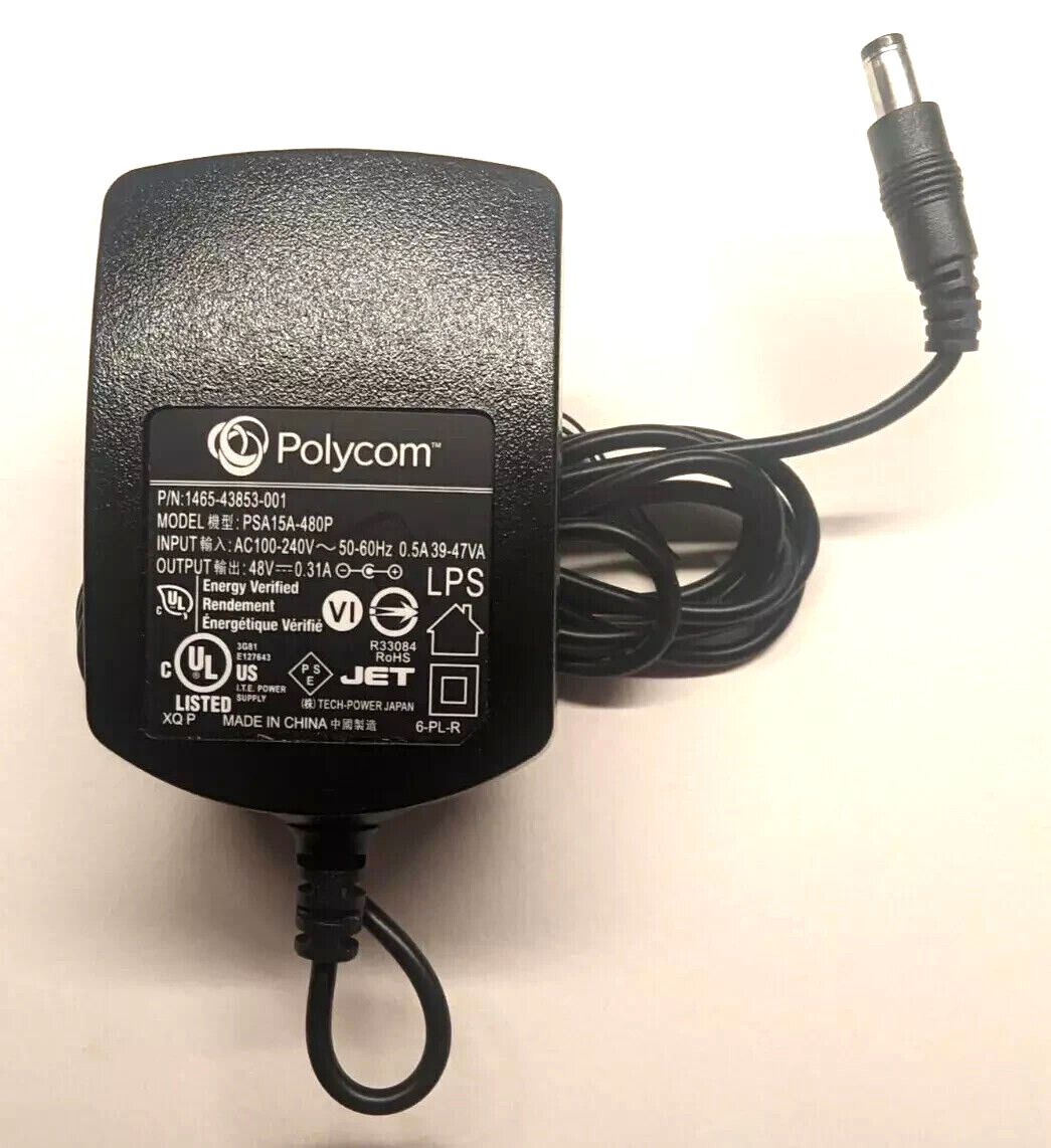 Polycom AC Power Supply Cord 48V/0.5A PSA15A-480P 1465-43853-001 VVX 300 400 500