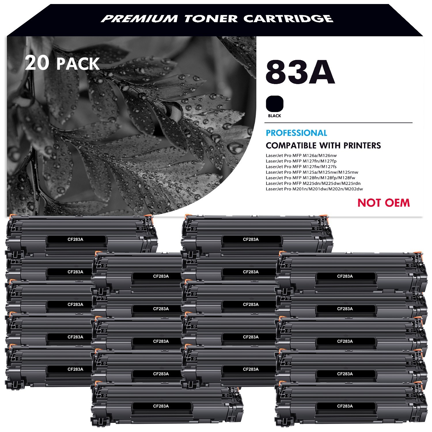 20-Pack CF283A Black Toner for HP LaserJet Pro MFP M126nw M127fn M127fp M127fw