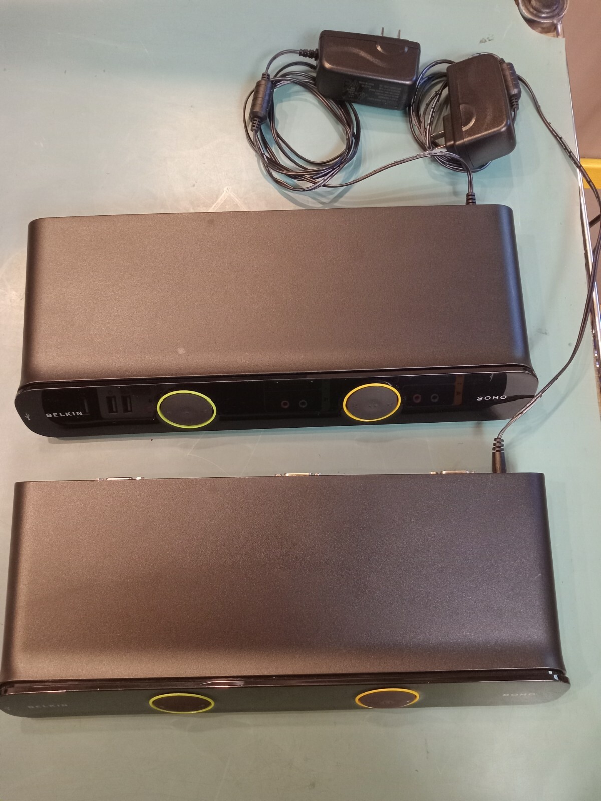 LOT OF 2 Belkin SOHO KVM Switch F1DS102L With Audio/Cables