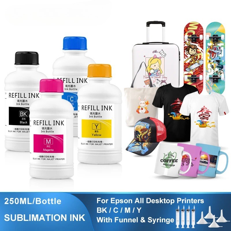 Sublimation Ink 4x250ML For Epson ET-2720 ET-2750 ET-3760 WF-7710 WF-7720