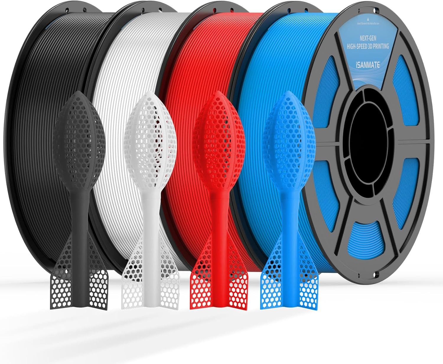 95A HS TPU Filament Bundle 1.75Mm, Black White Blue Red, 1Kg*4 | High Speed HS /