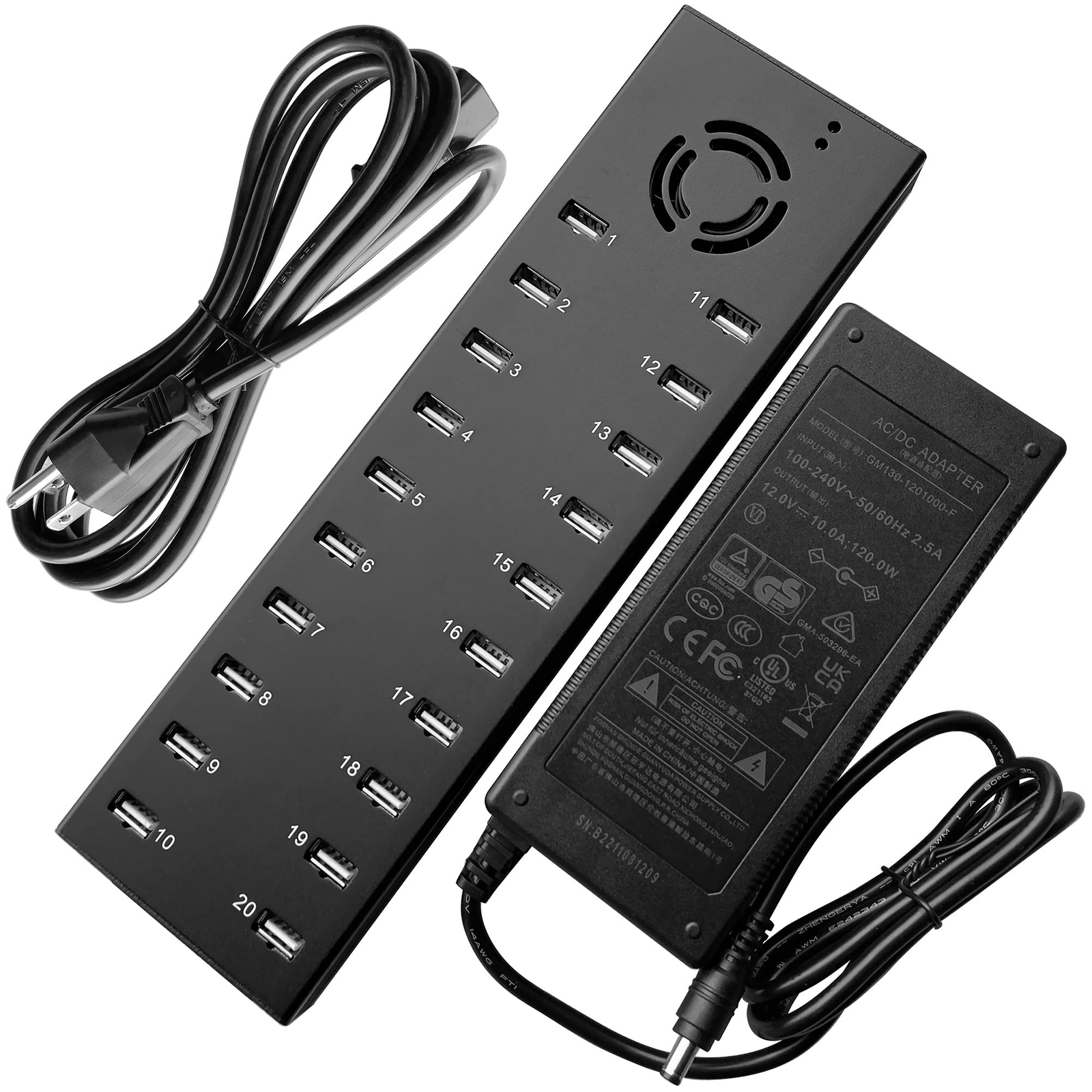 UHPPOTE Industrial Grade 20 Port USB2.0 Hub Charger Data Sync and Charging St...